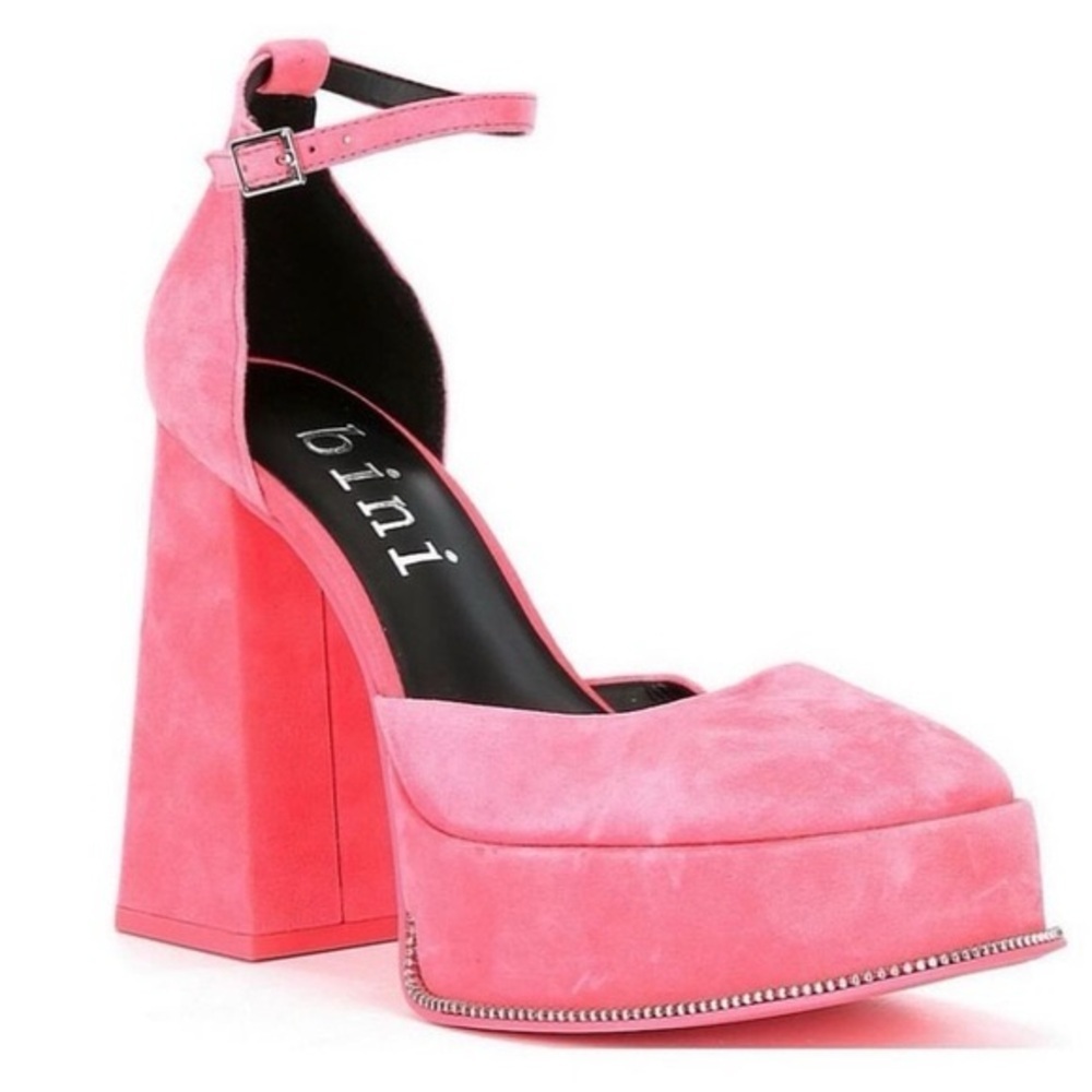 Gianni Bini OTTEN Suede Ankle Strap Platform Pumps Perfect Pink NWT